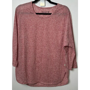 Toad&Co Ember 3/4 Sleeve Tee Shirt Heathered Sangria Linen Blend Size M C14